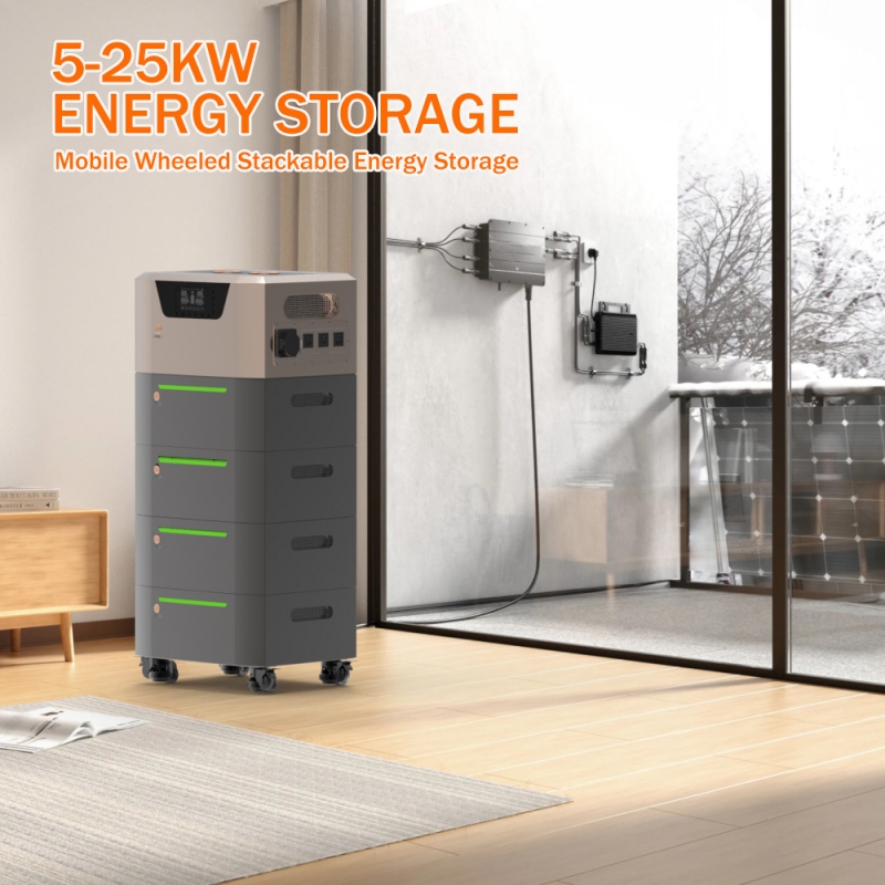 Srsolar Stacked Energy Storage LiFePO4 Battery 51.2V 48V 400Ah 20KWh with 5KW Solar Inverter Modular Design for Home and Commercial Use