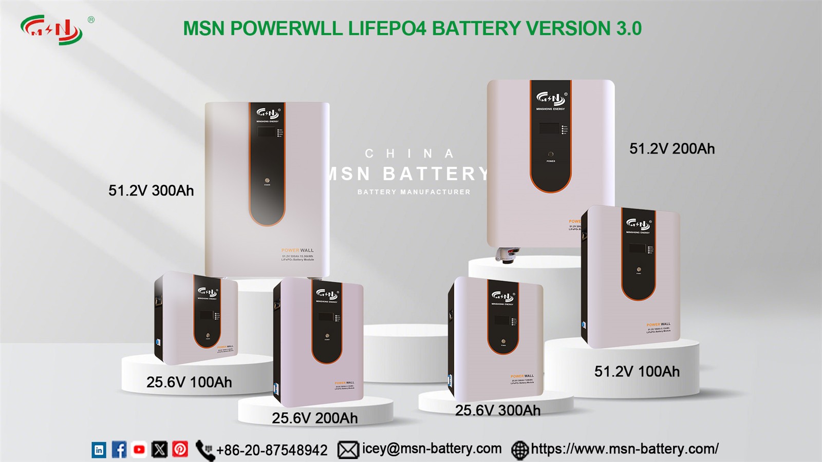 25.6V 100Ah Powerwall LiFePO4 Battery Wall-Mounted Home and RV Energy Storage Solution