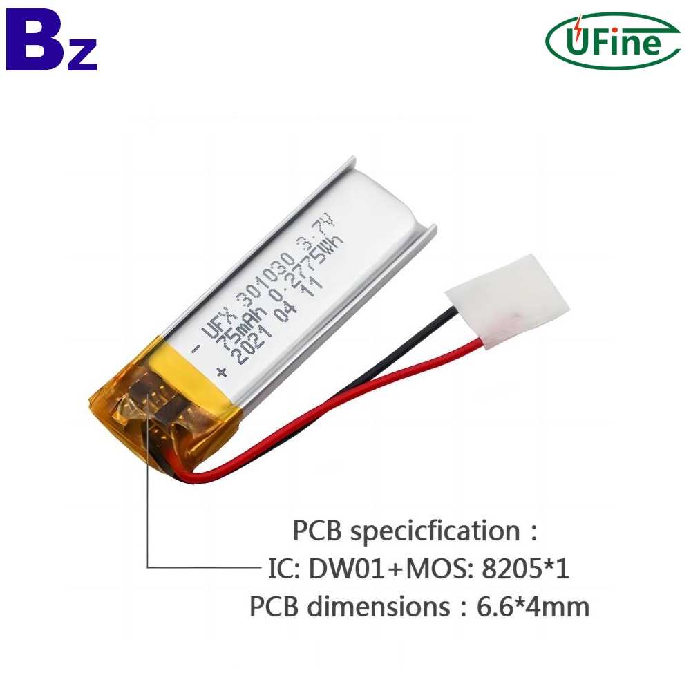Lithium-ion Polymer Battery 3.7V 75mAh Remote Control UFX301030 BZ