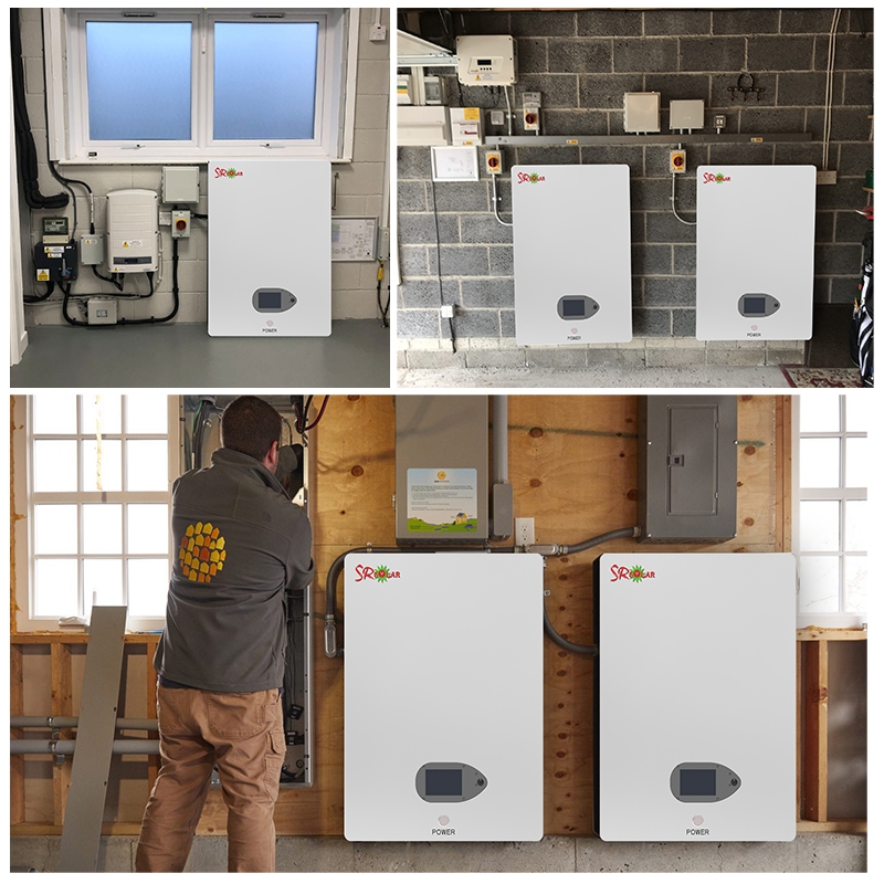 Wall Mount Energy Storage Lithium Battery 48V 200Ah 10.24KWh 10KW Powerwall for Home Backup Solar System SRSOALR