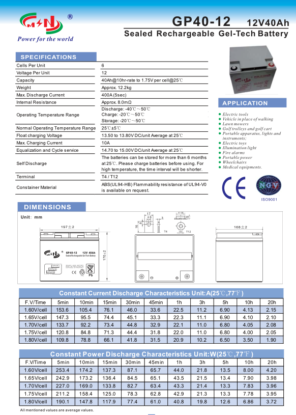 12v 40ah Gel Battery Deep Cycle Maintenance-Free Solar Energy Storage for Off-Grid and Hybrid Systems