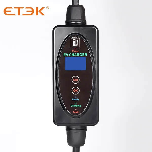 Mode 2 Single-phase AC Portable EV Charger 3.7KW-7.3KW IP65 Waterproof for Home & Outdoor Charging