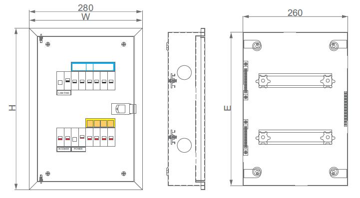 ASMR-II Metal Branch Box Din-Rail Single Phase 4-12 Way Surface Flush Mounting for Solar Energy and Battery Storage Systems