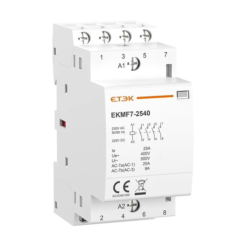 AC/DC Universal Coil Modular Contactor 16-63A 12-230V AC/DC DIN Rail Mount for Solar EV Charging and Industrial Control