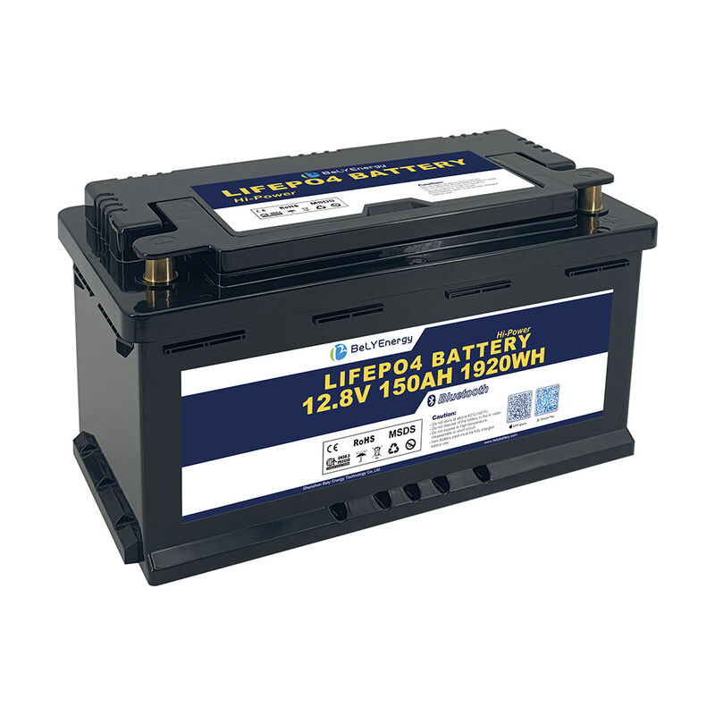 Bely 12V 150AH Bluetooth LiFePo4 Battery Lightweight Maintenance-Free Smart BMS for Marine EV Golf Carts RV Motorhome