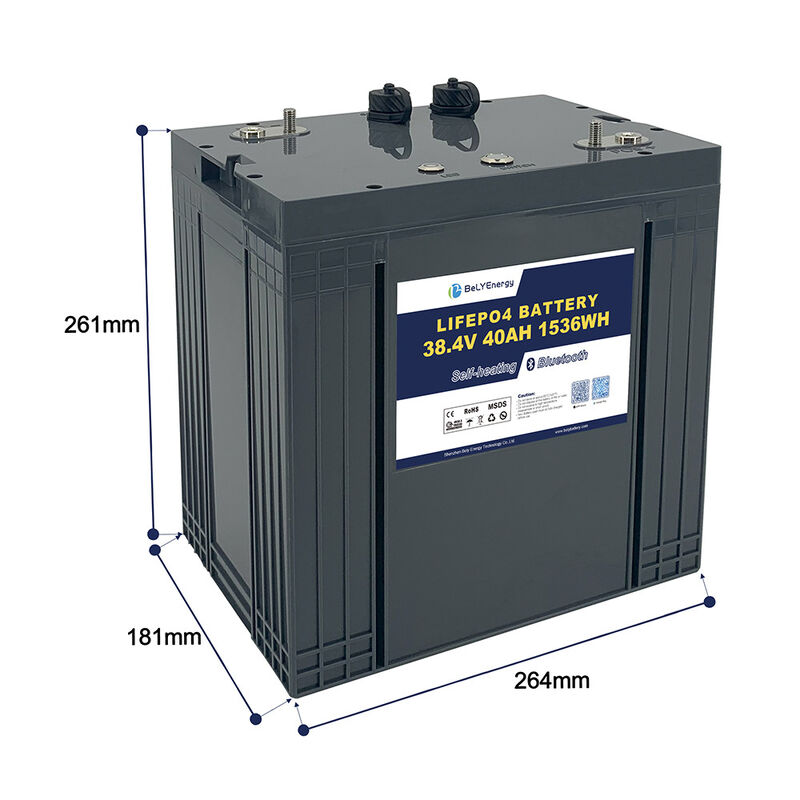 36V 40AH LiFePO4 Lithium Battery with Communication Function Built-in BMS, Bluetooth & Self-heating for Golf Carts