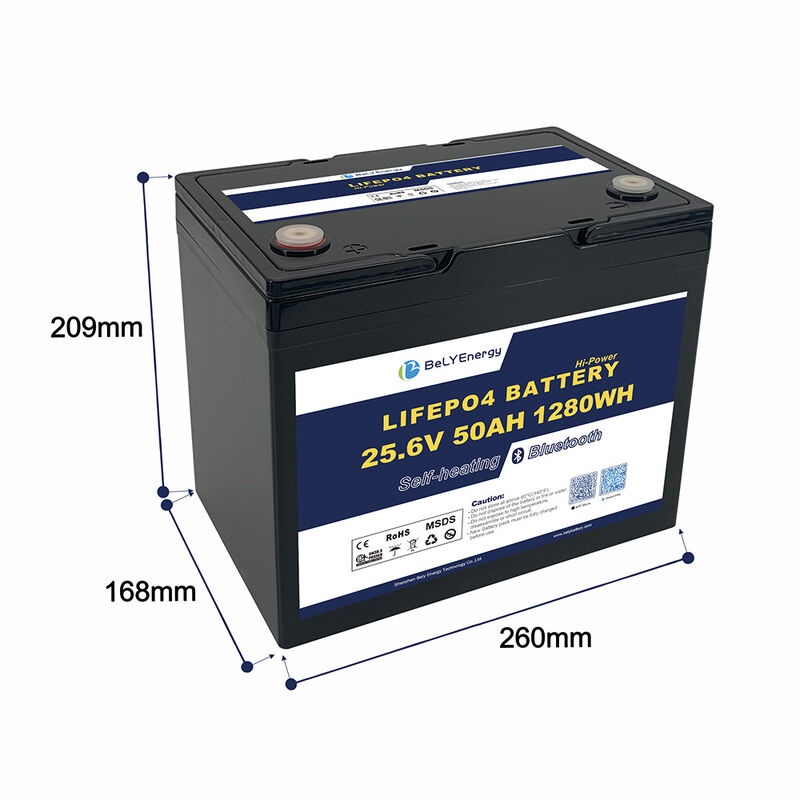 24V 50AH LiFePO4 Marine Boat Lithium Battery With BT and heating Smart BMS, Bluetooth, Self-Heating for Boats, RVs, Solar Systems BELY